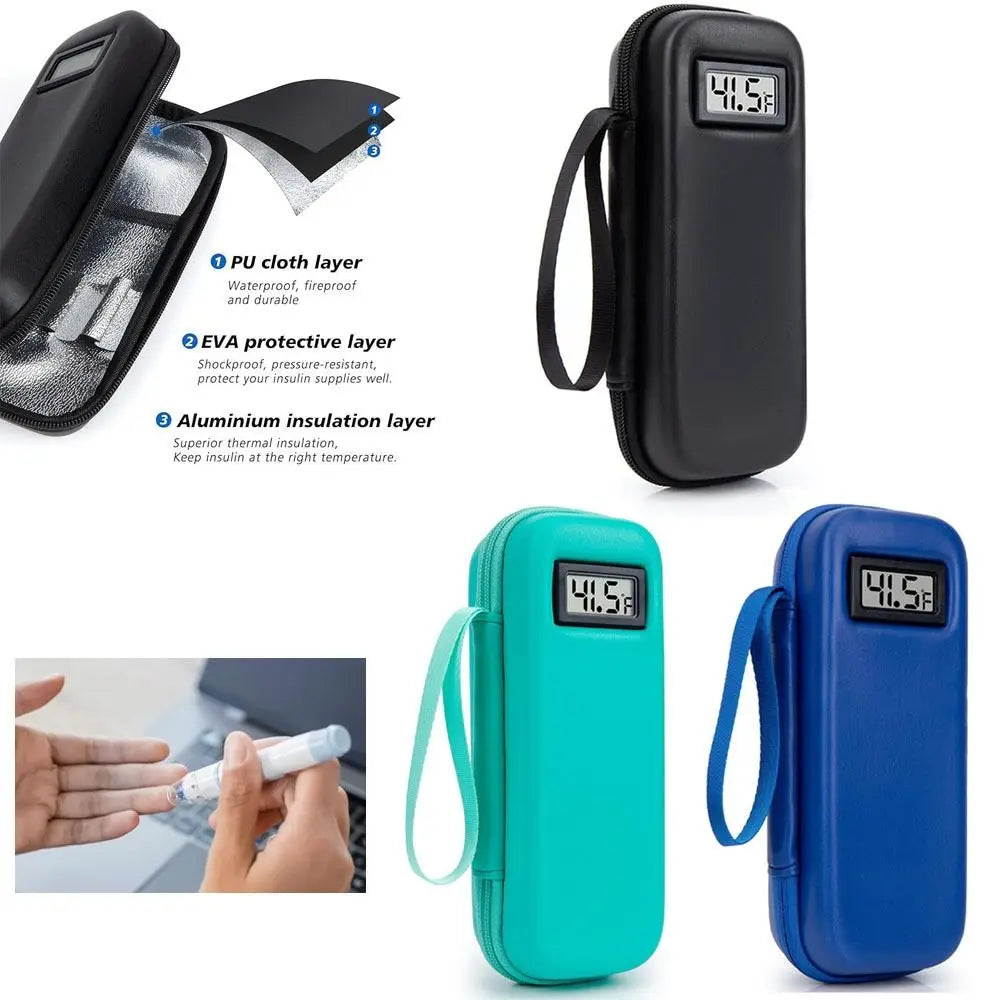 Insulin Cooler Travel Case with Thermometer Waterproof Medicine Organizer