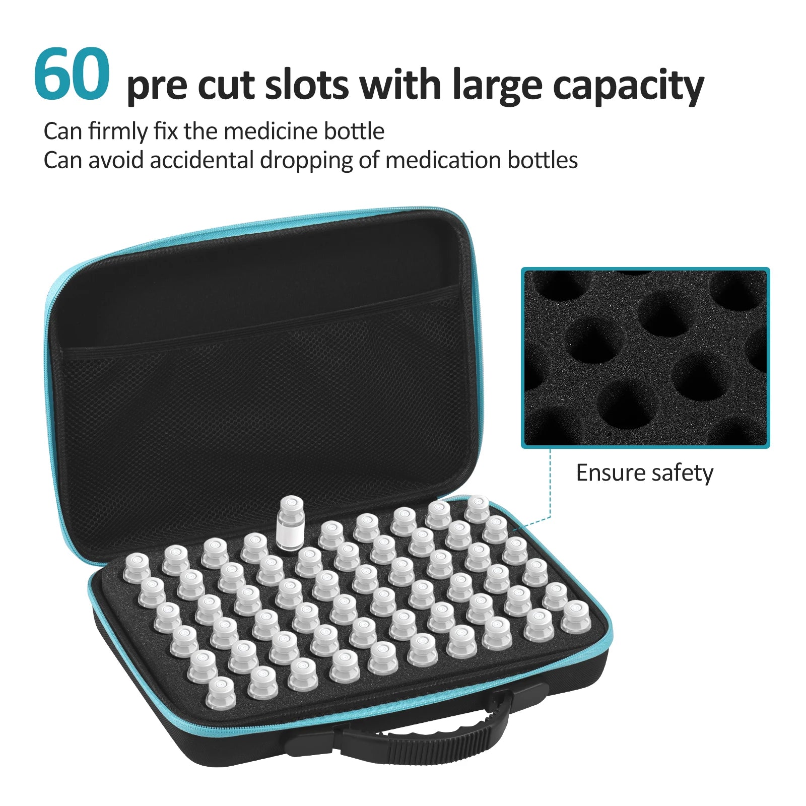 Portable Insulin Vial Storage Box 60-Slot Medicine Organizer