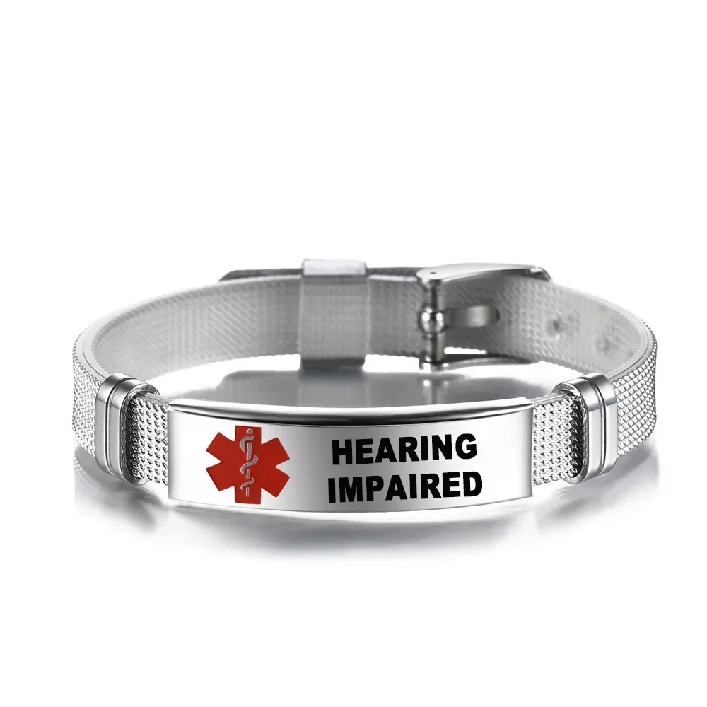 Type 1 Diabetes Medical Alert ID Bracelet Stainless Steel Mesh ICE SOS